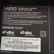 将图片加载到图库查看器，Vizio SmartCast 38&quot; 5.1-Channel Soundbar System (model SB3851-D0).
