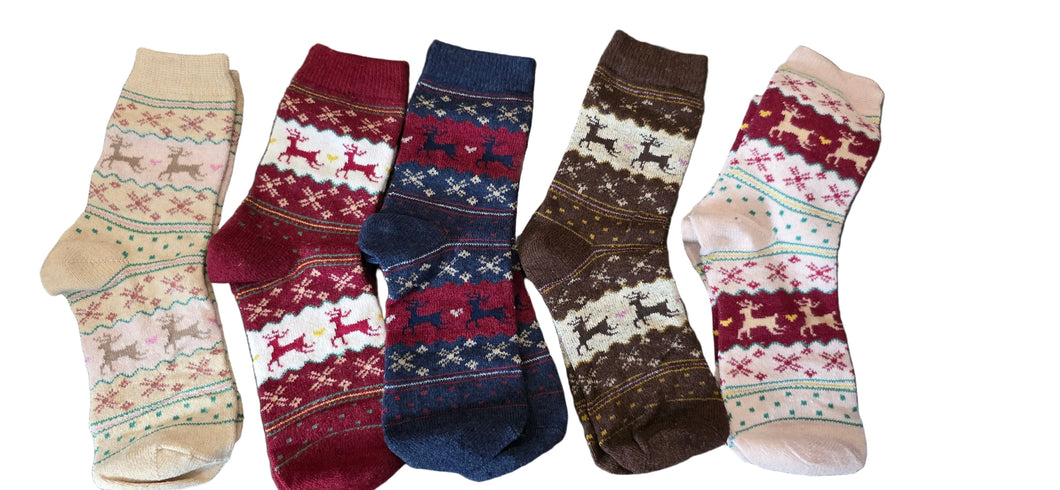 JOYCA & CO. 5 Pairs Womens Multicolor Fashion Warm Wool Cotton Thick Winter Crew Socks