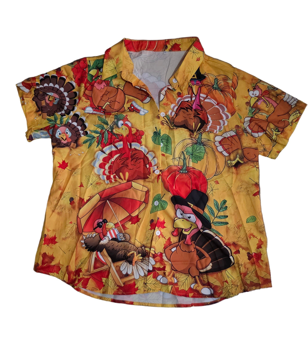 Happy Thanksgiving Turkey Shirt Women Size Large