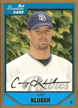 2007 Bowman Draft Picks & Prospects 1st Bowman Gold Cory Kluber #BDPP29 San Diego Padres