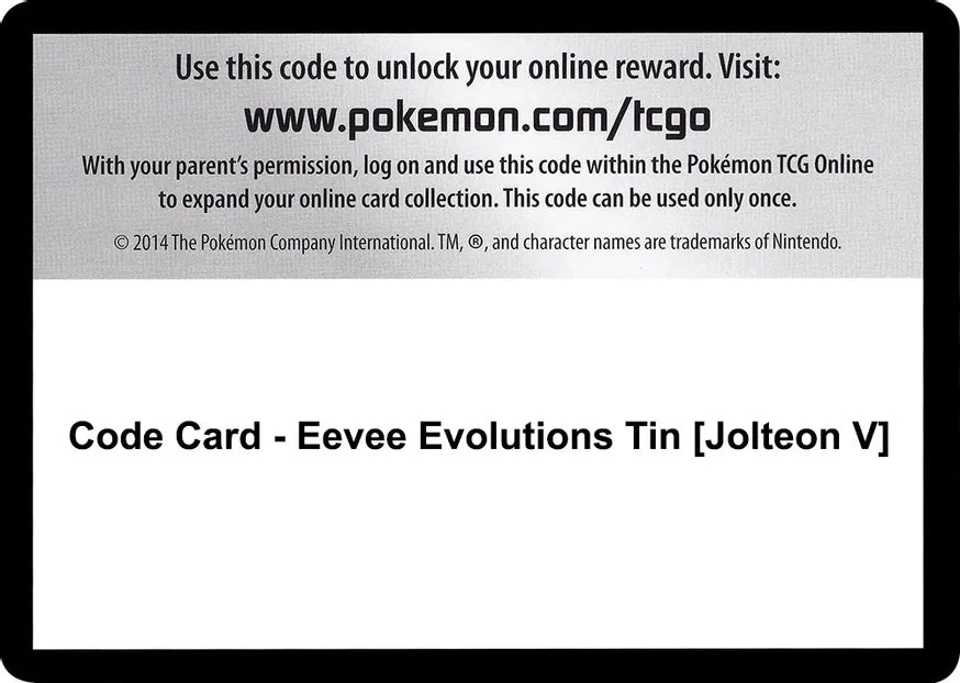 Code Card - Eevee Evolutions Tin [Jolteon V] - SWSH07: Evolving Skies (SWSH07)