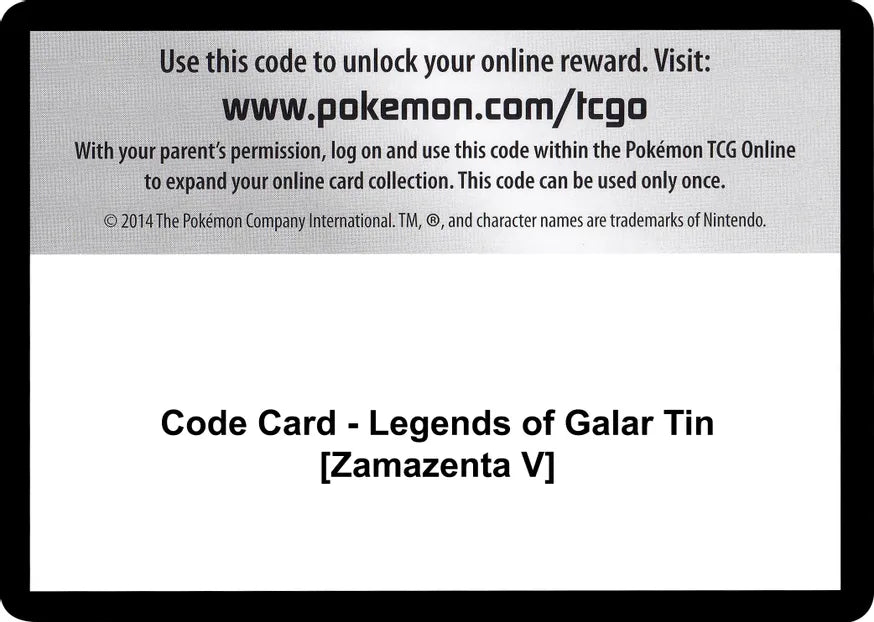 Code Card - Legends of Galar Tin [Zamazenta V] - SWSH02: Rebel Clash (SWSH02)