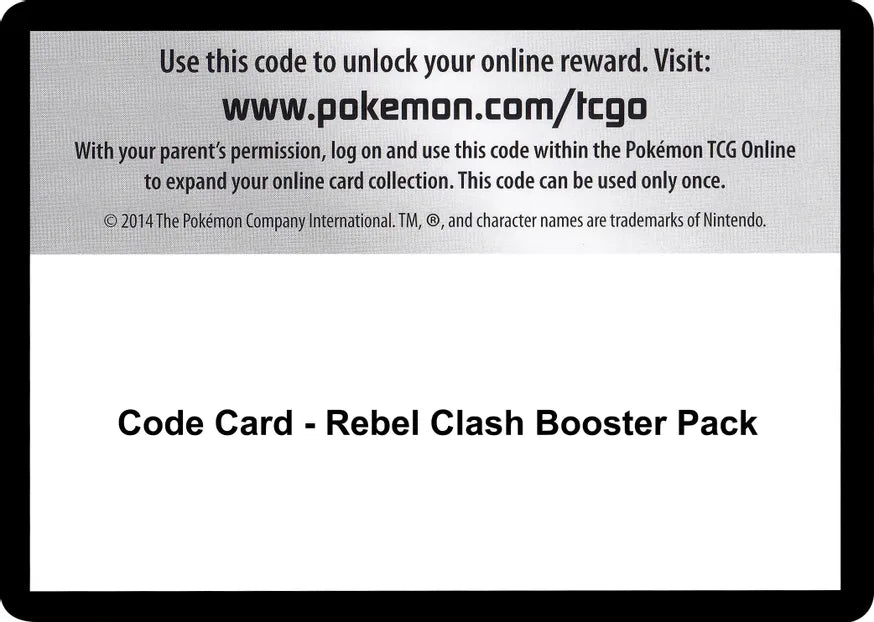 Code Card - Rebel Crash Booster Pack - SWSH02: Rebel Crash - Bulk of 44 Code Card