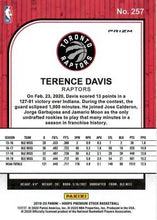 Load image into Gallery viewer, 2019-20 Hoops Premium Stock Terence Davis II Rookie Silver Prizm #257 Toronto Raptors
