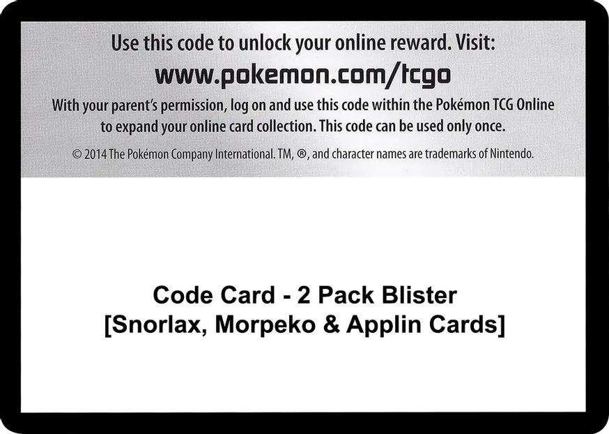 Code Card - 2 Pack Blister [Snorlax, Morpeko & Applin Cards] - Miscellaneous Cards & Products (MCAP)