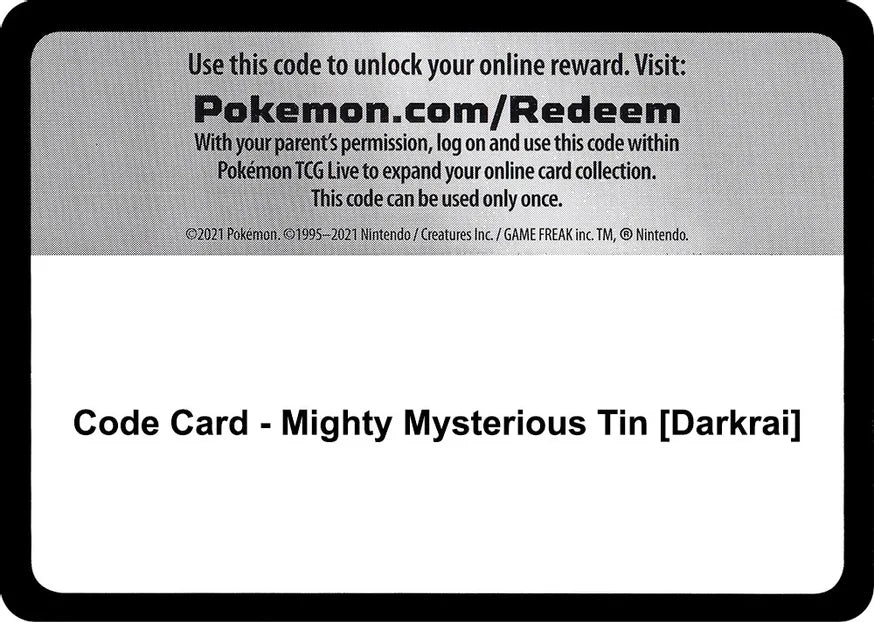 Code Card - Mighty Mysterious Tin [Darkrai] - Miscellaneous Cards & Products (MCAP)