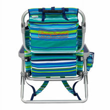 将图片加载到图库查看器，Tommy Bahama Reclining Beach Chair with Insulated Pouch - Set of 2, Aqua Stripes
