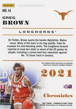 Load image into Gallery viewer, 2021 Panini Chronicles Draft Picks Greg Brown III #14 Texas Longhorns
