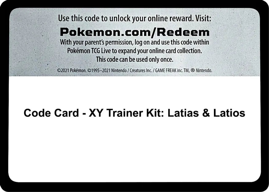 Code Card - XY Trainer Kit: Latias & Latios - XY Trainer Kit: Latias & Latios (PR)