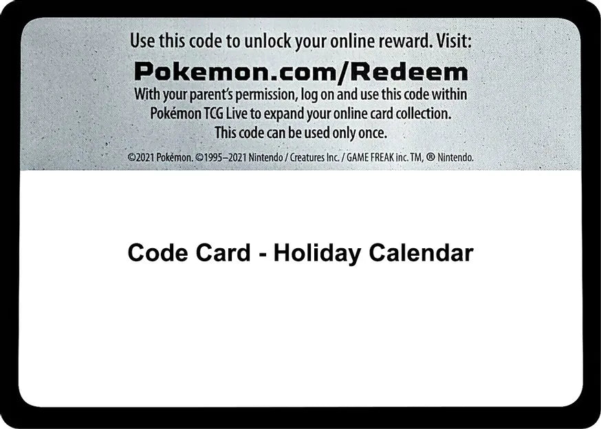 Code Card - Holiday Calendar - Miscellaneous Cards & Products (MCAP)