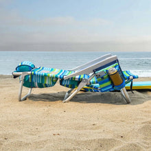 将图片加载到图库查看器，Tommy Bahama Reclining Beach Chair with Insulated Pouch - Set of 2, Aqua Stripes
