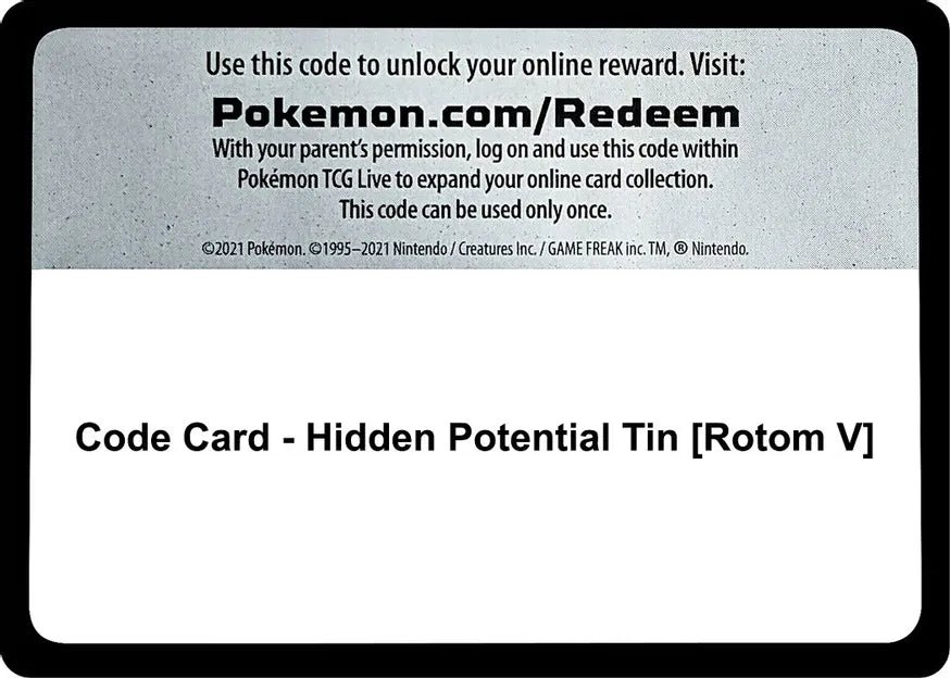 Code Card - Hidden Potential Tin [Rotom V] - Miscellaneous Cards & Products (MCAP)