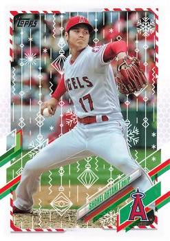 بطاقة بيسبول لفريق لوس أنجلوس أنجلز من Topps Holiday #HW80 لعام 2021 Shohei Ohtani