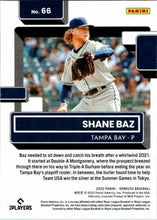 Load image into Gallery viewer, 2022 Panini Donruss Shane Baz Rated Rookies 66 Tampa Bay Rays
