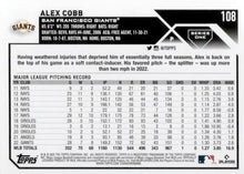 Load image into Gallery viewer, 2023 Topps Alex Cobb #108 San Francisco Giants
