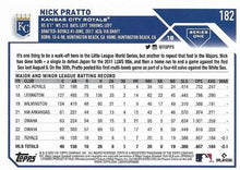 Load image into Gallery viewer, 2023 Topps Nick Pratto Rookie #182 Kansas City Royals
