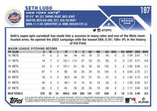 Load image into Gallery viewer, 2023 Topps Seth Lugo #187 New York Mets
