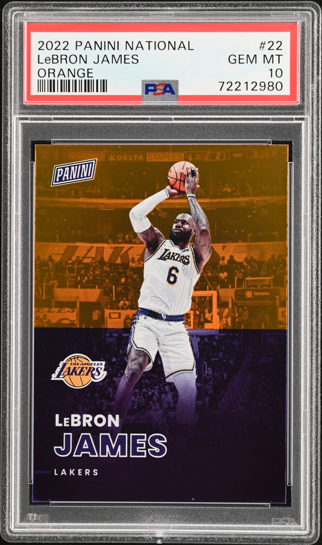 2022-23 Panini National Orange #22 LeBron James /199 Lakers PSA 10