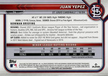 Load image into Gallery viewer, 2022 Bowman Chrome Juan Yepez RC #26 St. Louis Cardinals
