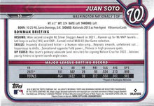 Load image into Gallery viewer, 2022 Bowman Chrome Juan Soto #30 Washington Nationals
