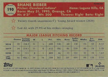 Load image into Gallery viewer, 2021 Topps Chrome Platinum Anniversary Refractor #190 Shane Bieber - Cleveland Indians
