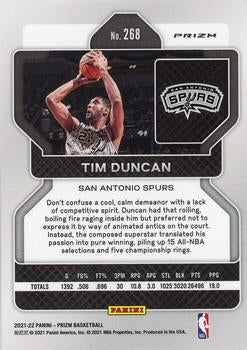 2021-22 Panini Silver Prizm Tim Duncan 268 San Antonio Spurs