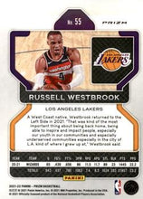 Load image into Gallery viewer, 2021-22 Panini Prizm Silver Prizm Russell Westbrook 55 Los Angeles Lakers
