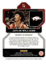 Load image into Gallery viewer, 2022 Panini Prizm Draft Pick Jaylin Williams Rookie #98 Arkansas Razorbacks
