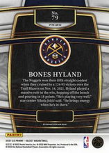 Load image into Gallery viewer, 2021-22 Panini Select Bones Hyland Rookies Blue Prizm 79 Denver Nuggets
