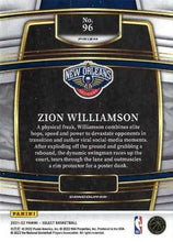 Load image into Gallery viewer, 2021-22 Panini Select Zion Williamson Blue Prizm #96 New Orleans Pelicans
