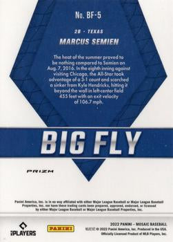 2022 Panini Mosaic Marcus Semien Big Fly Mosaic Green #5 Texas Rangers
