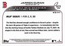 Load image into Gallery viewer, 2022 Topps Chrome Update Purple Refractor Jarren Duran Rookie #USC70 Boston Red Sox
