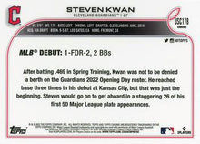Load image into Gallery viewer, 2022 Topps Chrome Update Steven Kwan Rookie Purple Refractor #USC178 Guardians RC

