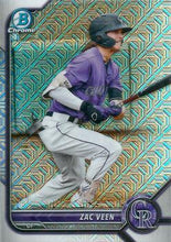 Load image into Gallery viewer, 2022 Bowman Chrome Prospects Zac Veen Mojo Refractors #BCP-165 Colorado Rockies
