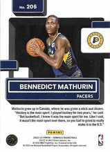 Load image into Gallery viewer, 2022-23 Panini Donruss Bennedict Mathurin Rookie 206 Indiana Pacers
