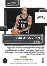 Load image into Gallery viewer, 2022-23 Panini Donruss Jeremy Sochan Rookie 209 San Antonio Spurs
