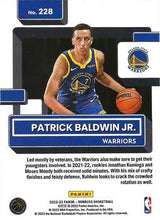Load image into Gallery viewer, 2022-23 Panini Donruss Patrick Baldwin Jr. Rookie 228 Golden State Warriors
