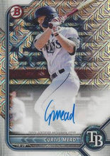 Load image into Gallery viewer, 2022 Bowman Chrome Mega Chrome Auto Prospects Curtis Mead Auto Mojo Refractors #BCMA-CMD Tampa Bay Rays
