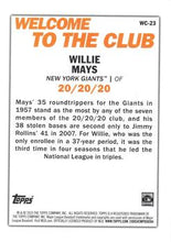 Load image into Gallery viewer, 2023 Topps Welcome to The Club Willie Mays #WC-23 New York Giants
