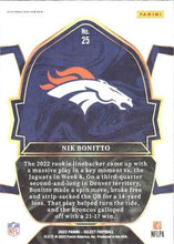 تحميل الصورة إلى عارض المعرض، 2022 Panini Select Nik Bonitto RC #25 Denver Broncos
