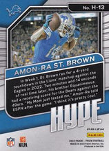 Load image into Gallery viewer, Amon-Ra St. Brown 2022 Panini Prizm Hype Silver Prizm Rated Rookie RC #H-13 Lions ISA 10 GEM Mint
