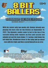 Load image into Gallery viewer, 2023 Topps Big League 8 BIT BALLERS Gunnar Henderson Rookie #8B-9 Baltimore Orioles
