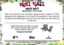 Load image into Gallery viewer, 2023 Topps Roll Call Wild Style Brett Baty Rookie #RC-7 New York Mets
