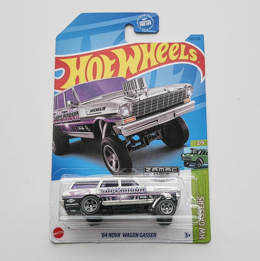 Hot Wheels '64 Nova Wagon Gasser ZAMAC HW Gassers 2/5 145/250 - walk-of-famesports