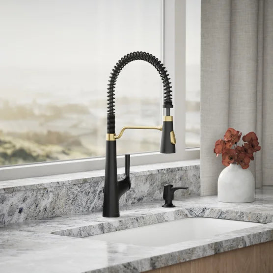 Kohler Albany Semi-Pro Kitchen Faucet  Matte Black and Gold