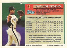 将图片加载到图库查看器，1994 Topps Andujar Cedeno # 11 Houston Astros
