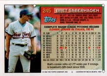 将图片加载到图库查看器，1994 Topps Bret Saberhagen # 245 New York Mets
