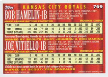 Load image into Gallery viewer, 1994 Topps Bob Hamelin / Joe Vitiello CA, RC # 769 Kansas City Royals
