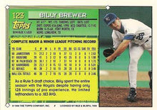 Load image into Gallery viewer, 1994 Topps Billy Brewer FS, RC # 123 Kansas City Royals
