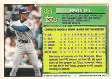 Load image into Gallery viewer, 1994 Topps Benji Gil FS # 231 Texas Rangers
